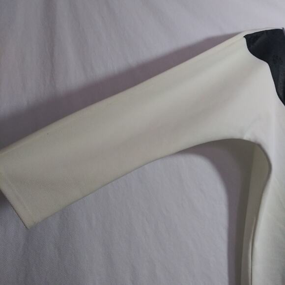Gianni Bini Color Block Knit Faux Leather Drop Sleeve Pullover Top Office Size M - Picture 4 of 10
